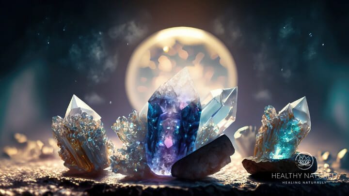 a group of crystals being charged in the moonlight 