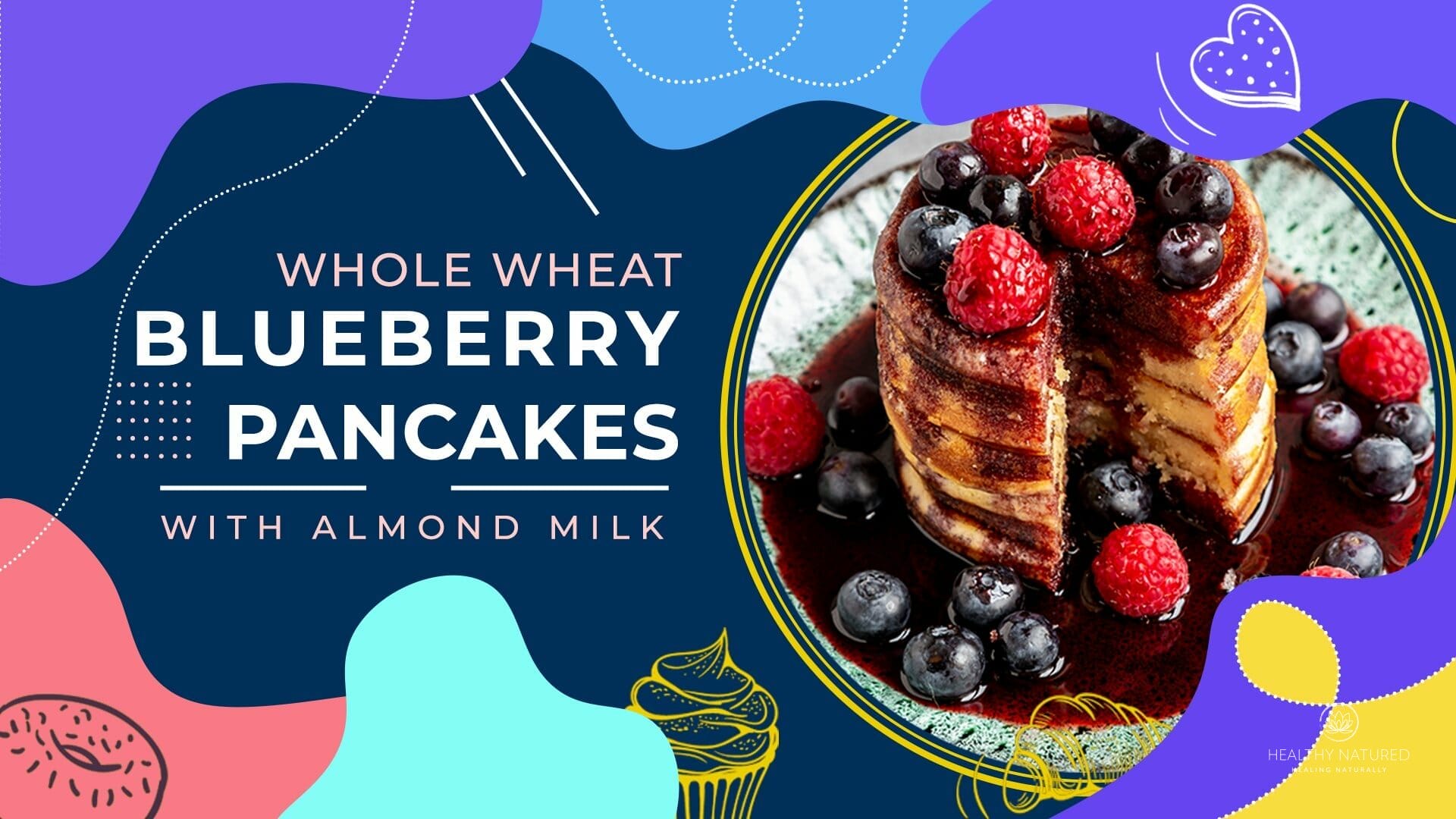 healthy whole wheat blueberry pancakes with almond milk