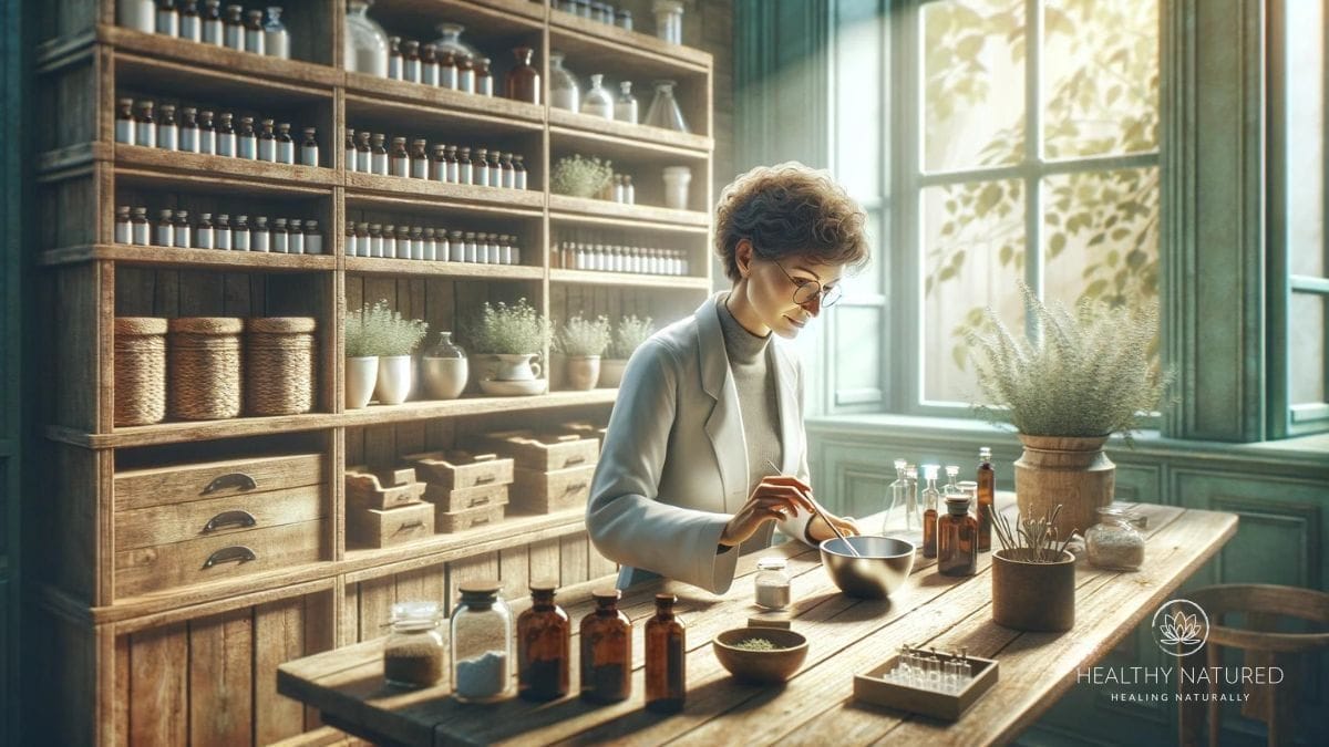 a doctor prepares homeopathic medicine
