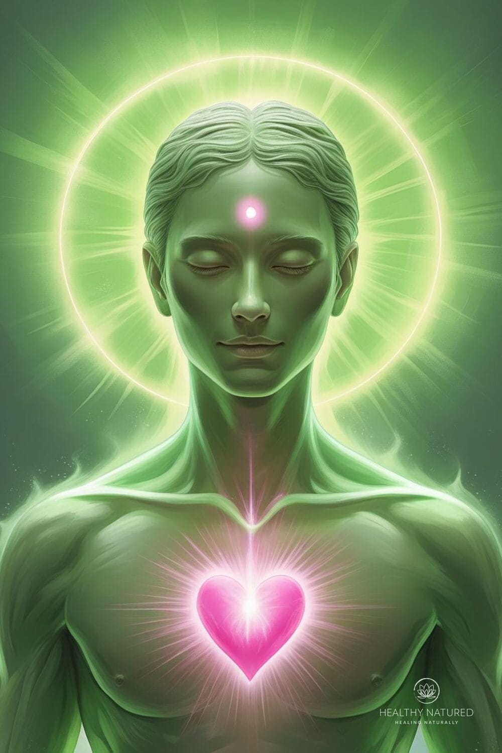 The green aura interpretation relies on the balance of the heart chakra energies
