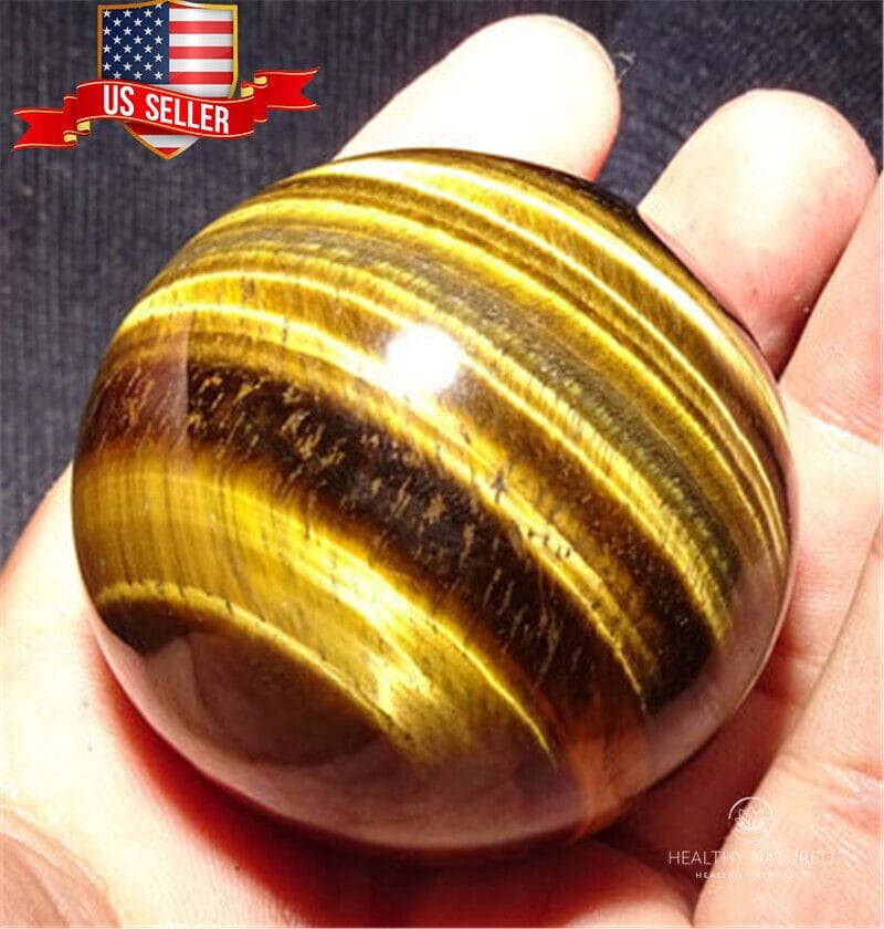 AAAA 40mm Natural Tiger's eye jasper sphere Quartz Crystal Ball Healing US Ship