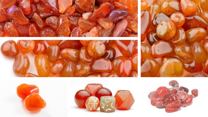 a selection of carnelian crystals