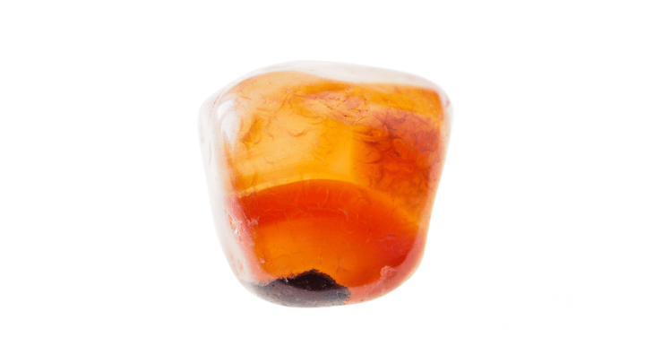 Polished banded carnelian tumble stone
