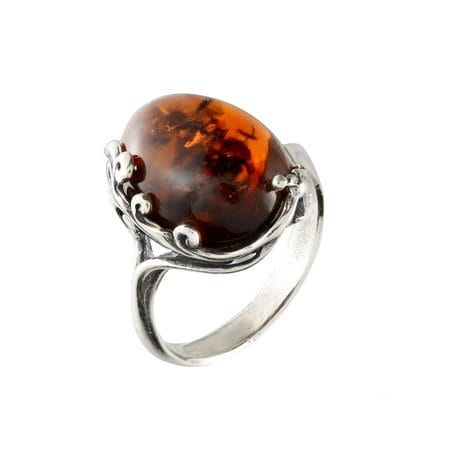 Sterling Silver and Baltic Cherry Amber Ring Dana