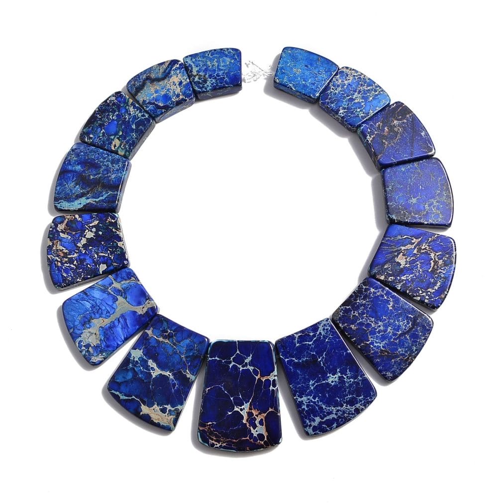 Blue Sea Sediment Jasper Graduated Trapezoid Slab Slice Beads 22-35mm 15.5"Strnd