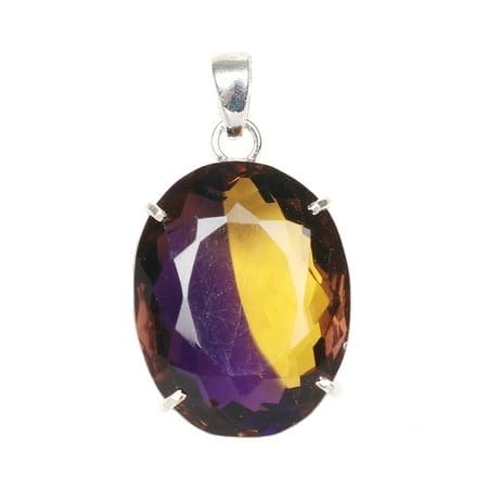 GEMHUB 102.5 Ct. Oval Shape Multicolor Ametrine Gemstone Pendant 925 Sterling Silver Pendant for Women Multicolor Gemstone Jewelry Ametrine Pendant Birthday Gift Anniversary Gift February Birthstone