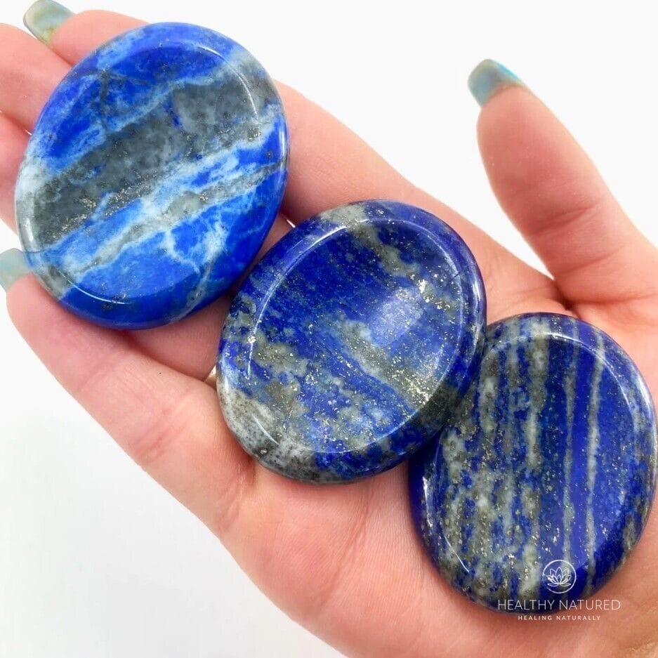 Lapis Lazuli Crystal Palm Worry Stone Stress Relief Smooth Polished Gemstone