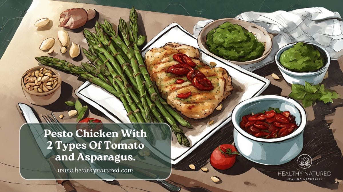 Pesto Chicken With 2 Types Of Tomato and Asparagus