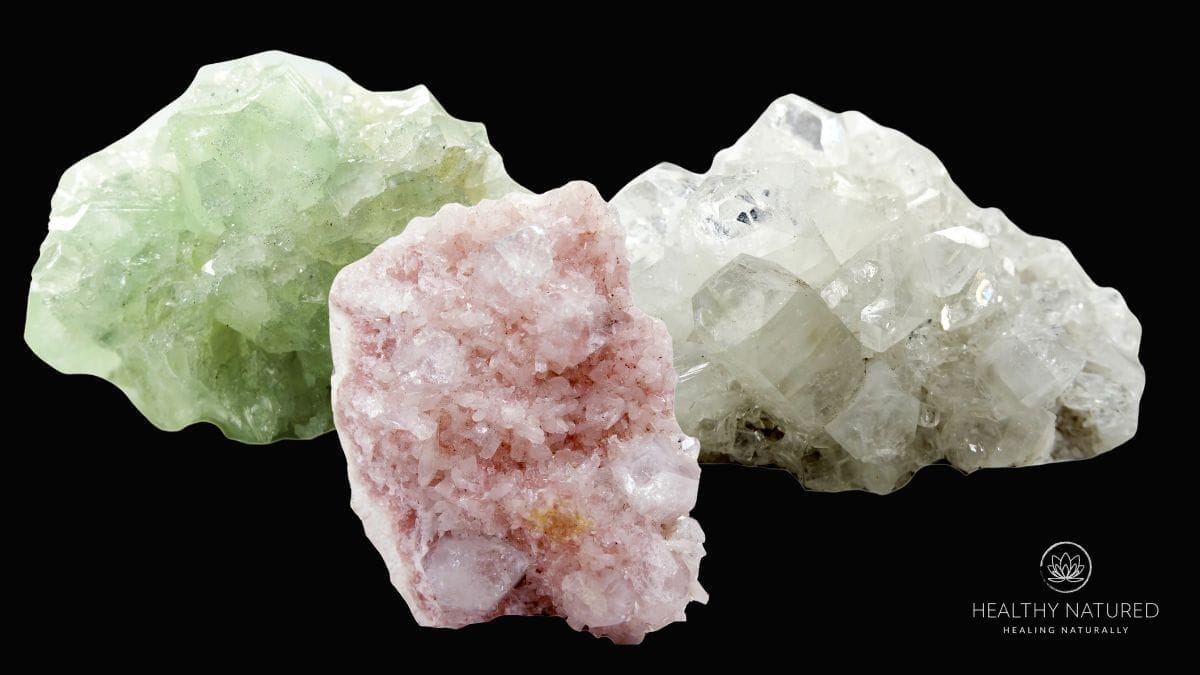 3 apophyllite crystal geodes