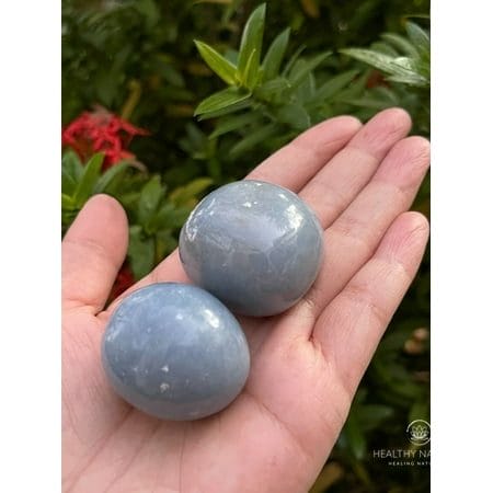 Angelite Pebble 1-1.5 Inch Large Angelite Tumbled Stone Angelite Palm Stone
