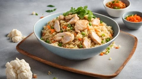 chicken and savory cauliflower fried rice