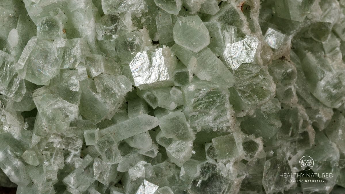 close up of apophyllite healing stone structure