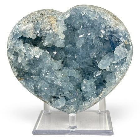 5 Natural Celestite Heart Shape Gemstone Crystal Cluster Healing Stone Geode Specimen for Meditation Home Decor 4.2 Lb