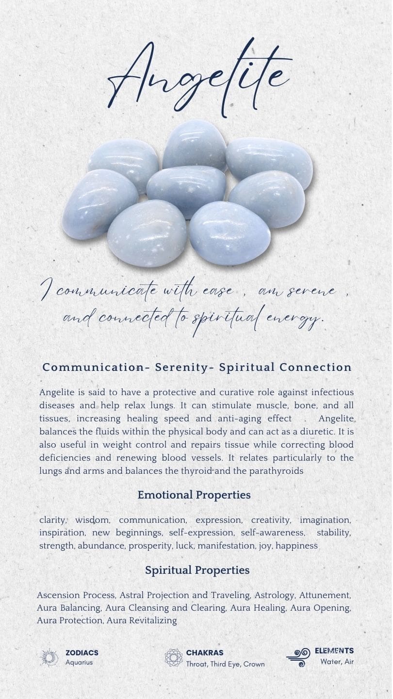 Angelite Crystal Quick Glance Guide