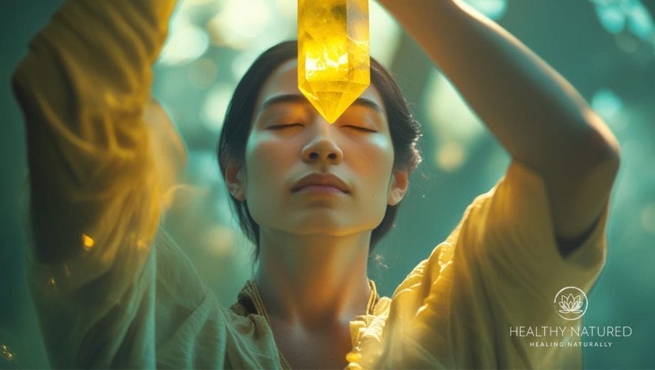 meditating with yellow gems