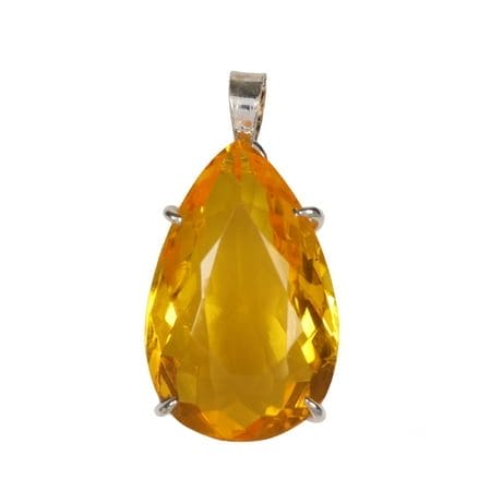 Gemhub 105Ct Pear Cut Yellow Citrine Gemstone Pendant Silver Pendant November Birthstone Pendant
