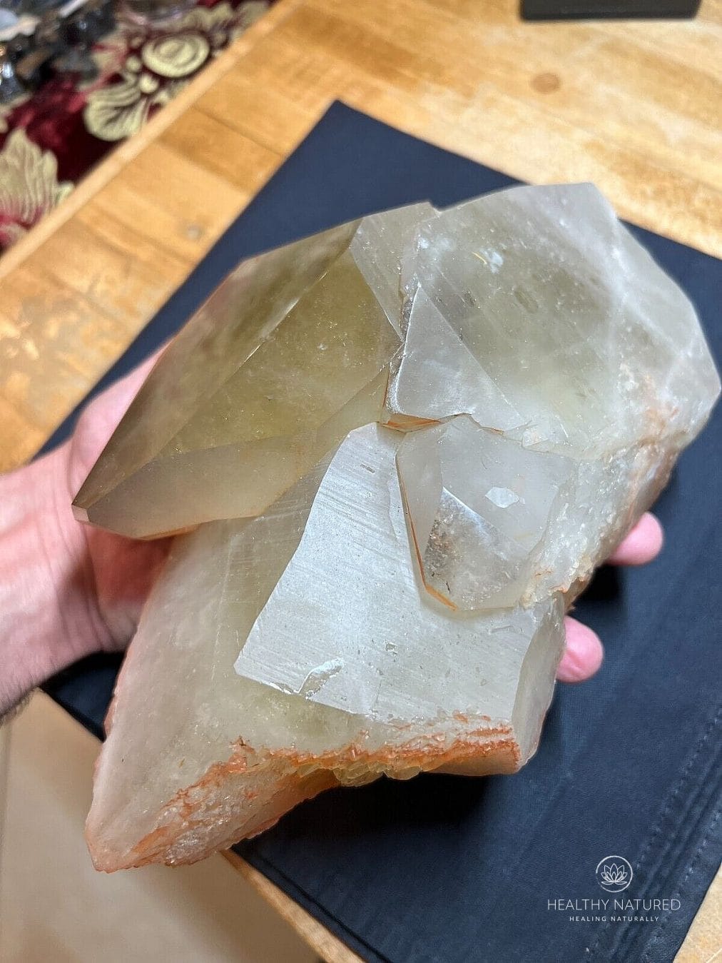 Rare Citrine Crystal Gemstone W Red Hematite Laser Point Cluster Specimen 696