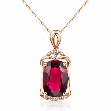 18k Rose Gold Plated Red Tourmaline Made with Swarovski Crystal Necklace