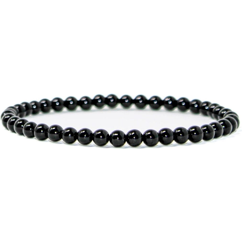 Natural Black Tourmaline Stone Bracelet 4mm Healing Crystal Stretch Bracelet