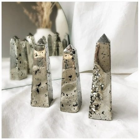 Natural Raw Pyrite Tower - Rare Golden Pyrite Point 4-Sided Pyrite Obelisk Grade Fools Gold Wand