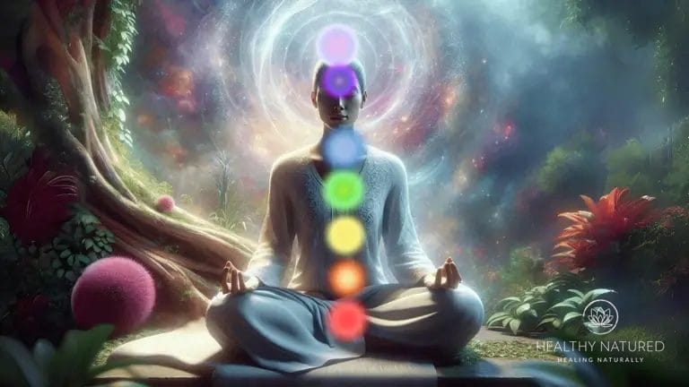 chakra colors can be seen on a meditating person