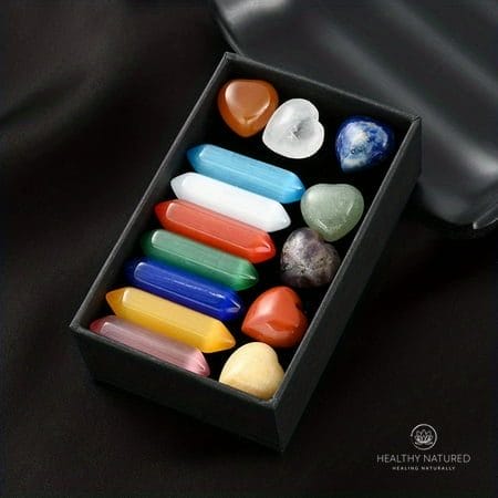 14pcs Pointed Quartz Crystal Chakra Healing Stones And Crystals Set Hexagon Rose Quartz Gems For Meditation Bedroom Decor Unique Gift Box Design
