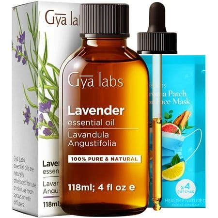 Gya Labs Lavender Essential Oil for Diffuser - Huge 4 Fl Oz - 100% Pure Natural Lavender Oil for Skin Lavender Oil Essential Oil for Hair Massage Aromatherapy & Candle Making Scent