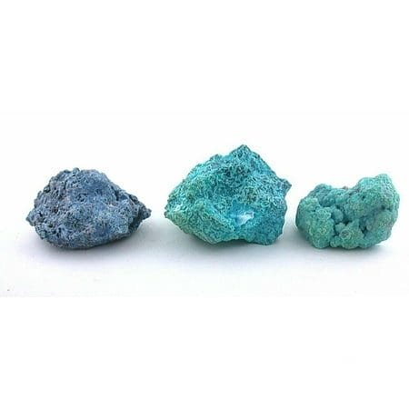 1/4 Pound Three Large 1 2/3 to 2 1/10 Inch Azurite Turquoise Crystal Specimen