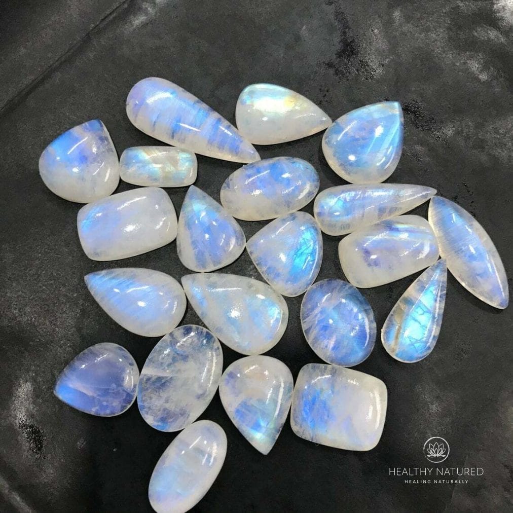 50 Cts.Natural Rainbow Moonstone Cabochon Blue Flashy Mix Gemstone Wholesale Lot