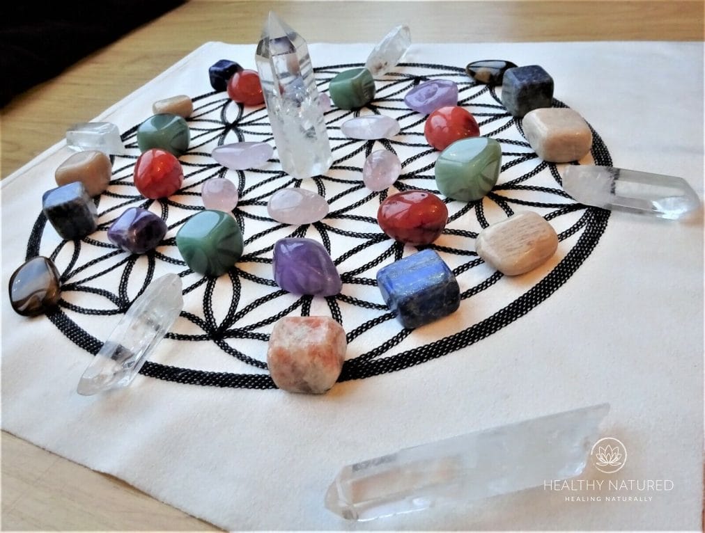 Crystal Grid Kit Set Velvet Cloth Love Protection Healing Reiki Sacred Geometry