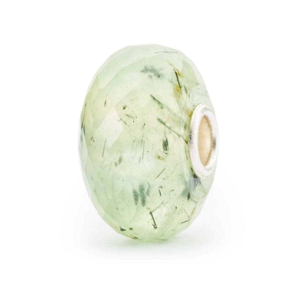 Prehnite with Tourmalinated Quartz Bead