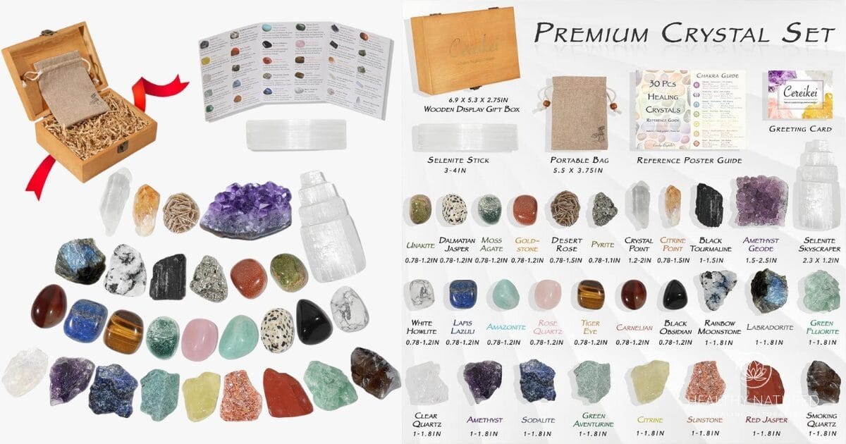 Cereikei 30 PCS Premium Crystals and Stones Set - chakra crystals set