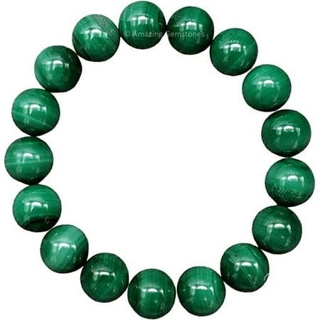 Amazing Gemstone Malachite 12 mm Crystal Bracelet Adjustable