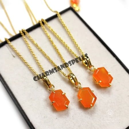 Carnelian Necklace 14K Gold Plated Necklace Handmade Dainty Healing Raw Crystal Jewelry Genuine Crystal Stone Jewelry Gift for Her
