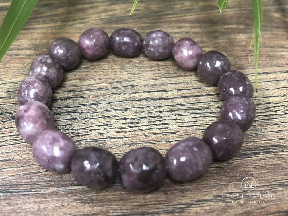 Lepidolite Bracelet Stretchy Gemstone Mica Crystal Stone Therapy Reiki Chakra.