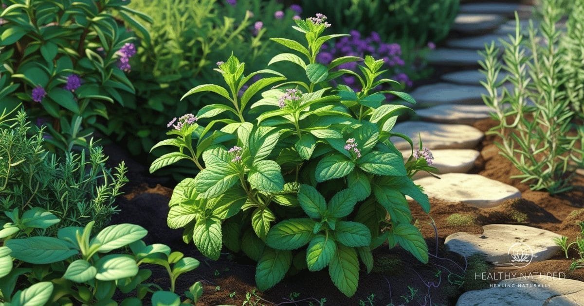 peppermint growing in a garden
