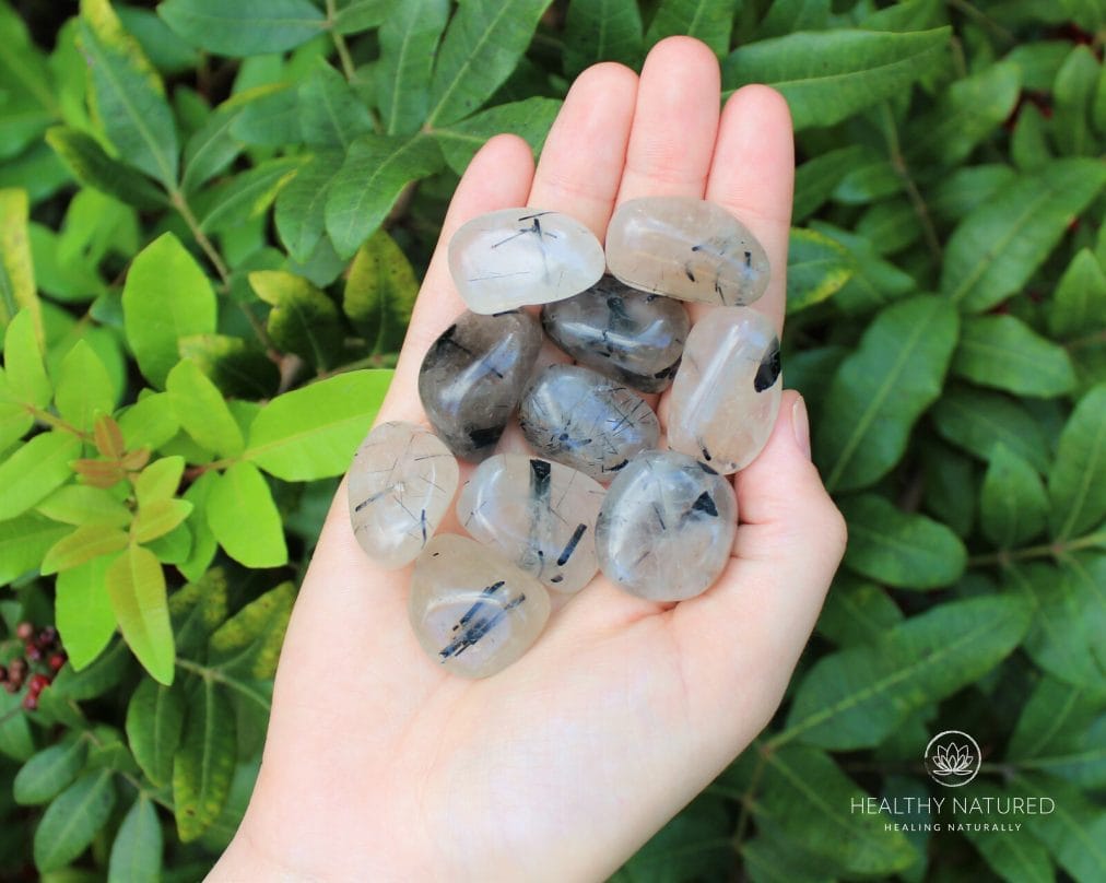 Tourmalinated Quartz Tumbled Stones: 4 oz ('A' Grade Tourmalated Quartz) 1/4 lb
