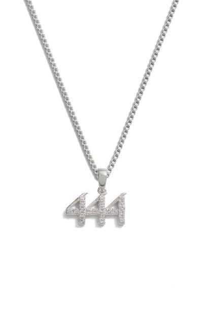 Awe Inspired Pavé Angel Number 444 Necklace in Sterling Silver
