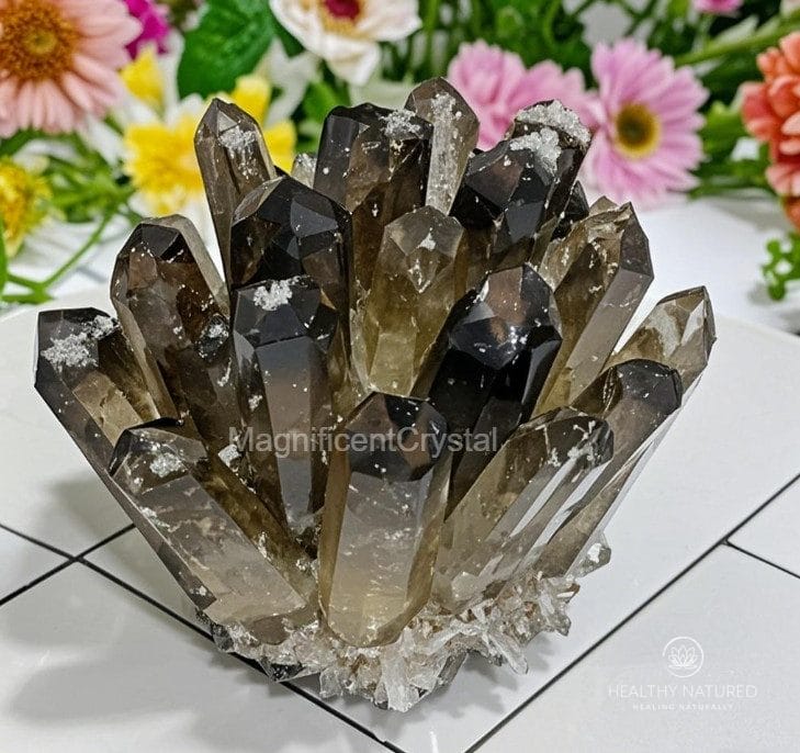 2025Rare 300G+Raw Smoky Quartz Crystal Cluster Natural Rough Geode Reiki Decor