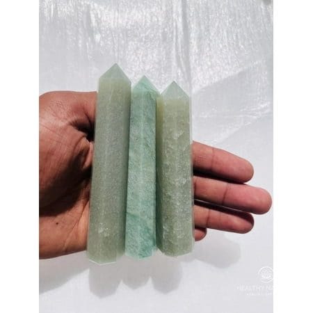 3Pcs Set Nylon Green Aventurine Crystal Point Tower Handmade Crystal Gemstone Wand For Home Office Decorative Crystal Gift Healing Crystal