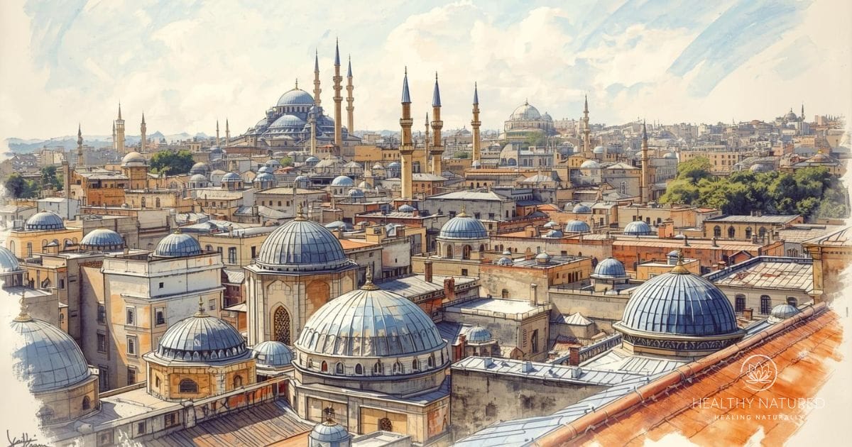 Mosques feature blue domes as blue symbolizes the heavens, spirituality, and the infinite universe in Islamic architecture.