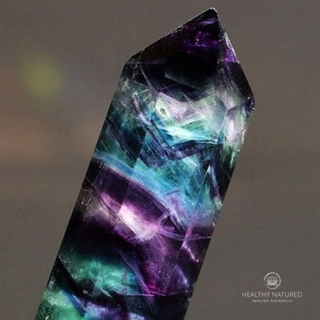 GOODLY Natural Fluorite Crystal Rainbow Striped Fluorite Quartz Crystal Hexagonal Point Faceted Prism Wand for Healing Home Decor 1pcs