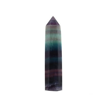 Natural Fluorite Quartz Colorful Crystal Stone Healing Amethyst Hexagonal Wand Point