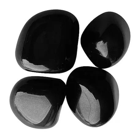 Original Black Tourmaline Stone Tumble - Natural Black Crystal Stones Tumble for Healing Feng Shui Vastu Correction Protection Manifestation and Meditation - 4 Piece