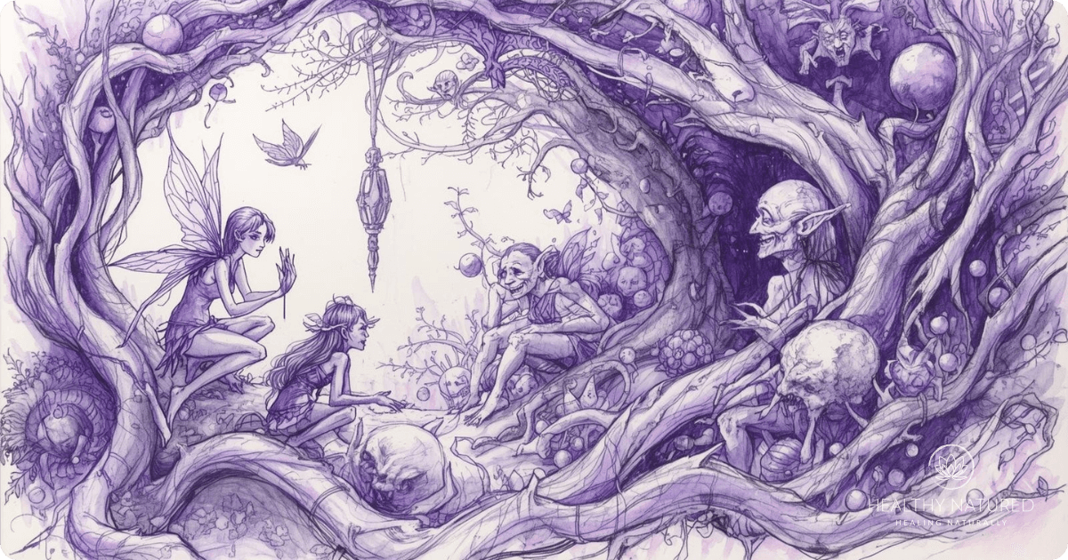 a world of magic and realm of fantasy all bathed in violet hues - these realms are linked to the violet color theory
