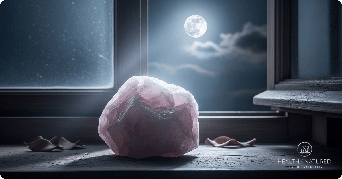 Charging rose quartz in moonlight