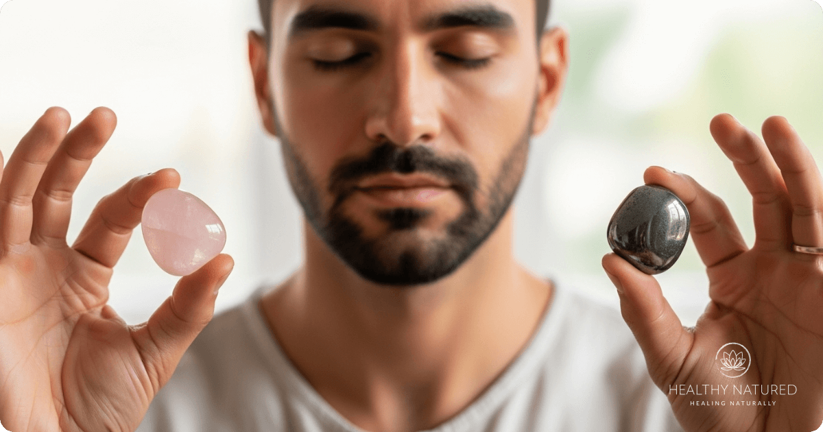 hematite and rose quartz when paired grounds the heart and soothes emotions.