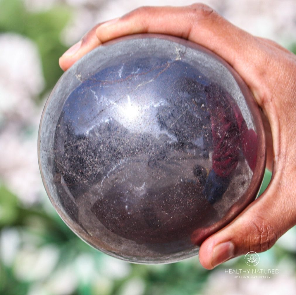 Large 110MM Silver Hematite Crystal Chakras Healing Energy Stone Sphere Ball