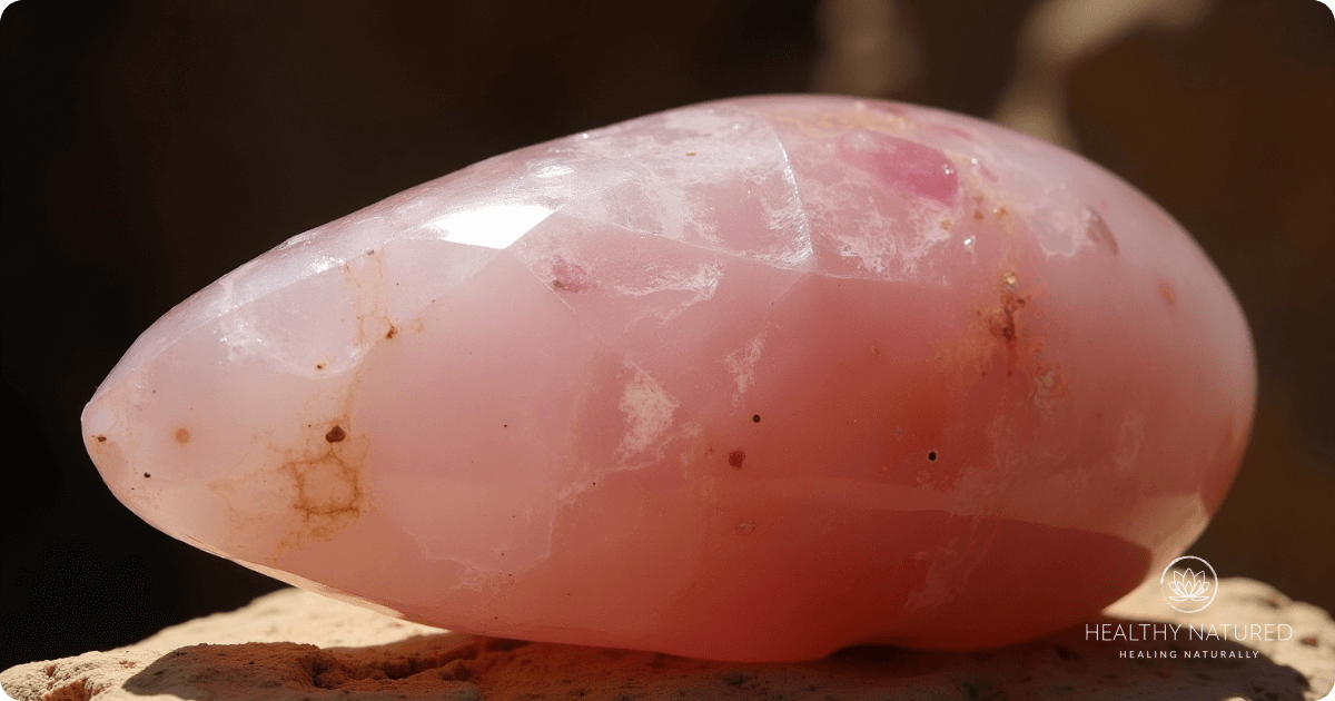 natural rose quartz palm stone