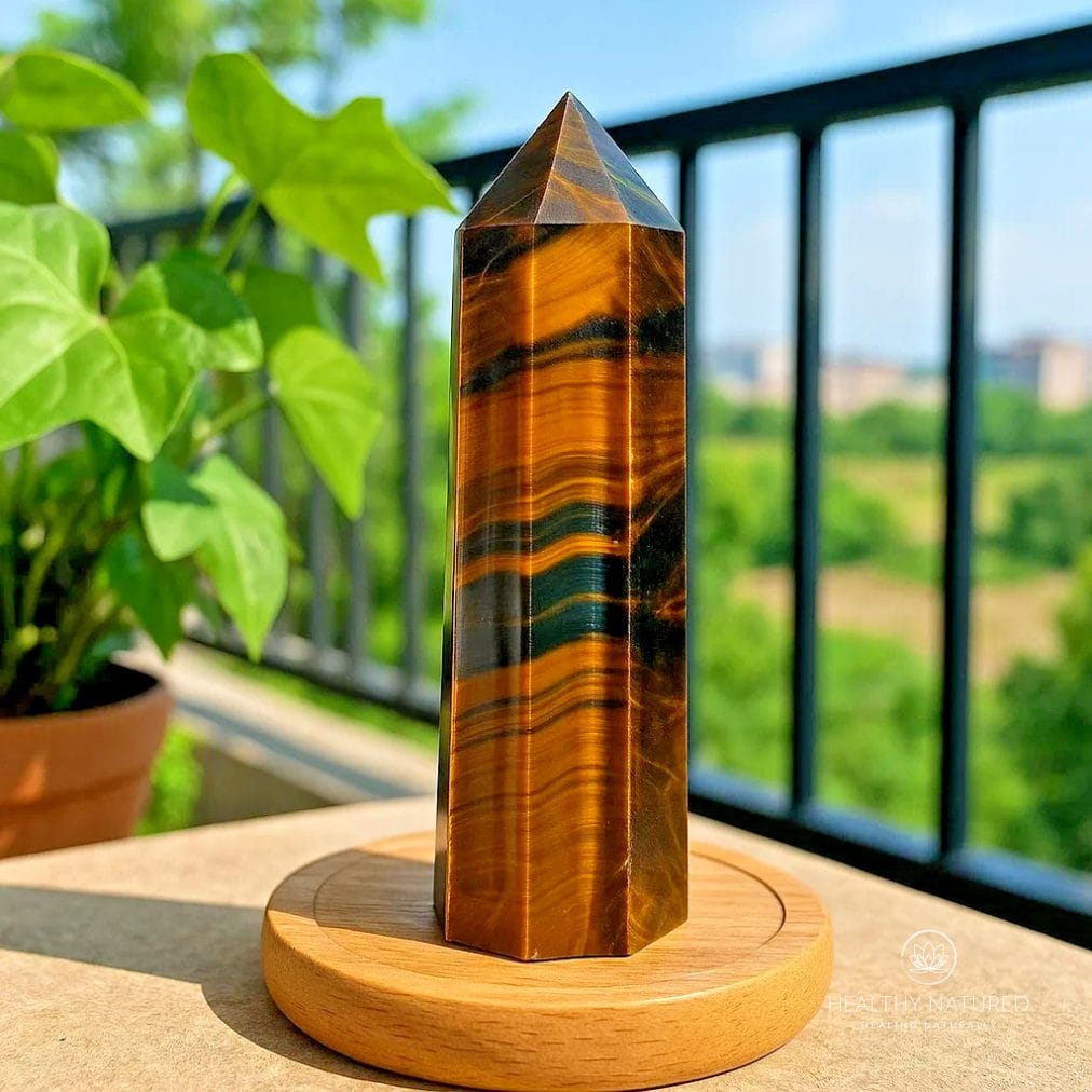 Natural Tiger's Eye Healing Crystal Wand - Obelisk Reiki Tower Point Home Decor